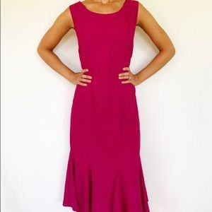 Women pink textured vintage dress